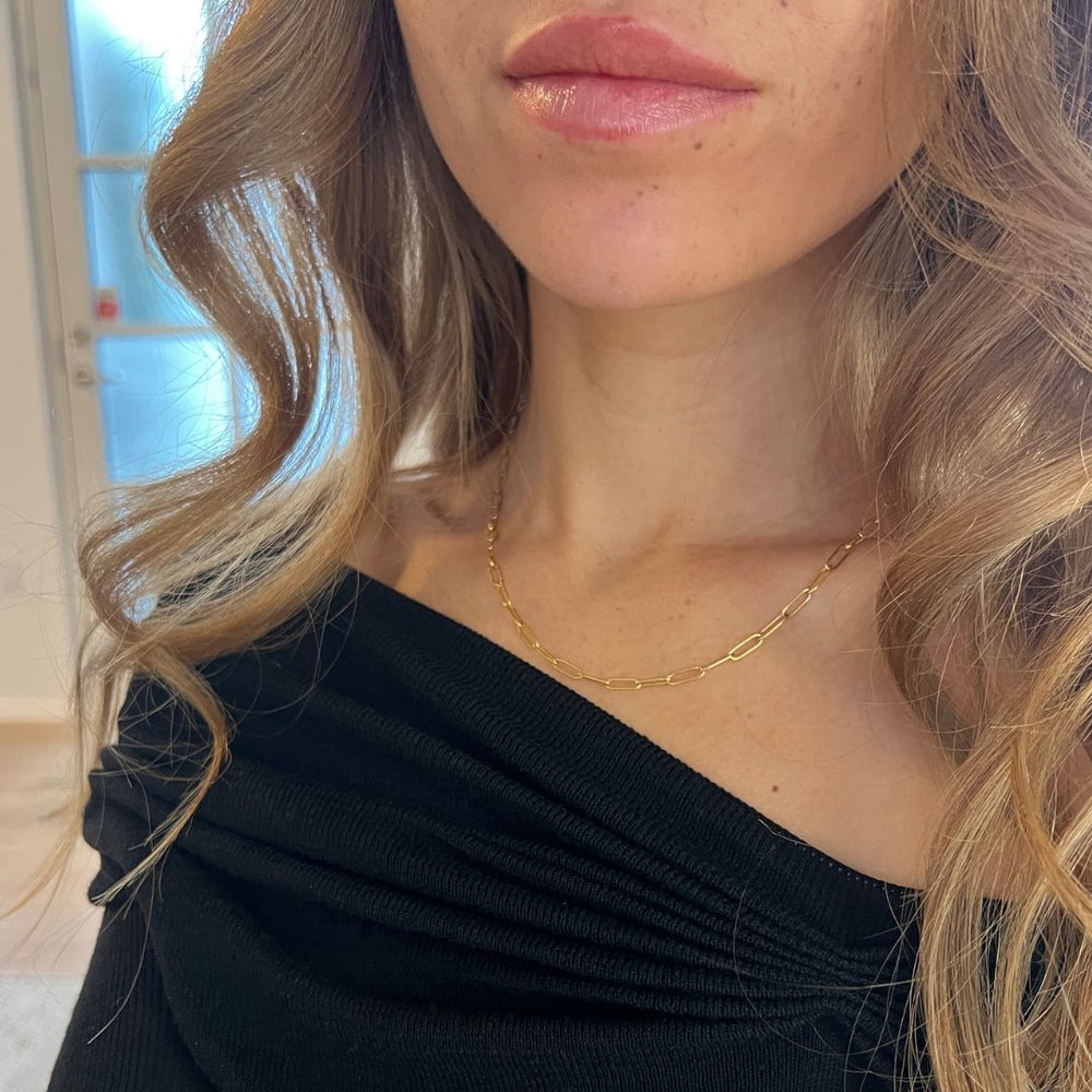 Paperclip Halskæde - 18K Guldbelagt