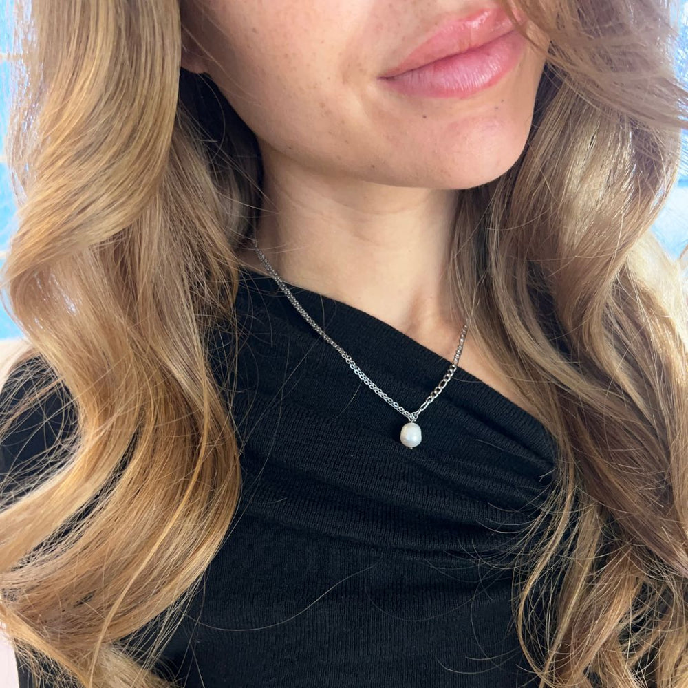 Chunky Perle Halskæde - Sølvfarvet