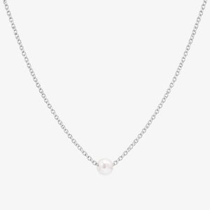 Enkel Perle Halskæde - Sølvfarvet