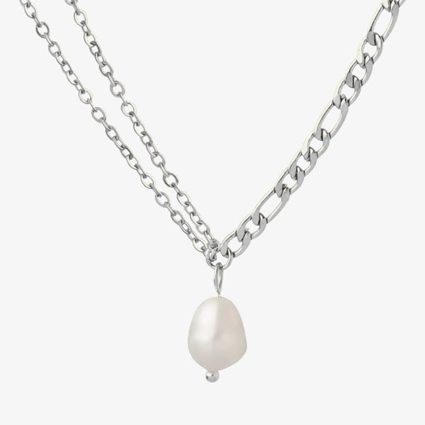 Chunky Perle Halskæde - Sølvfarvet