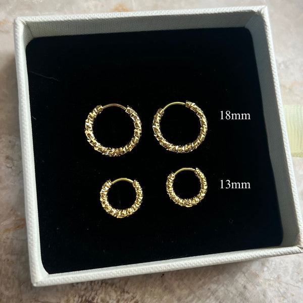 Hamret Creol Øreringe - 18K Guldbelagt