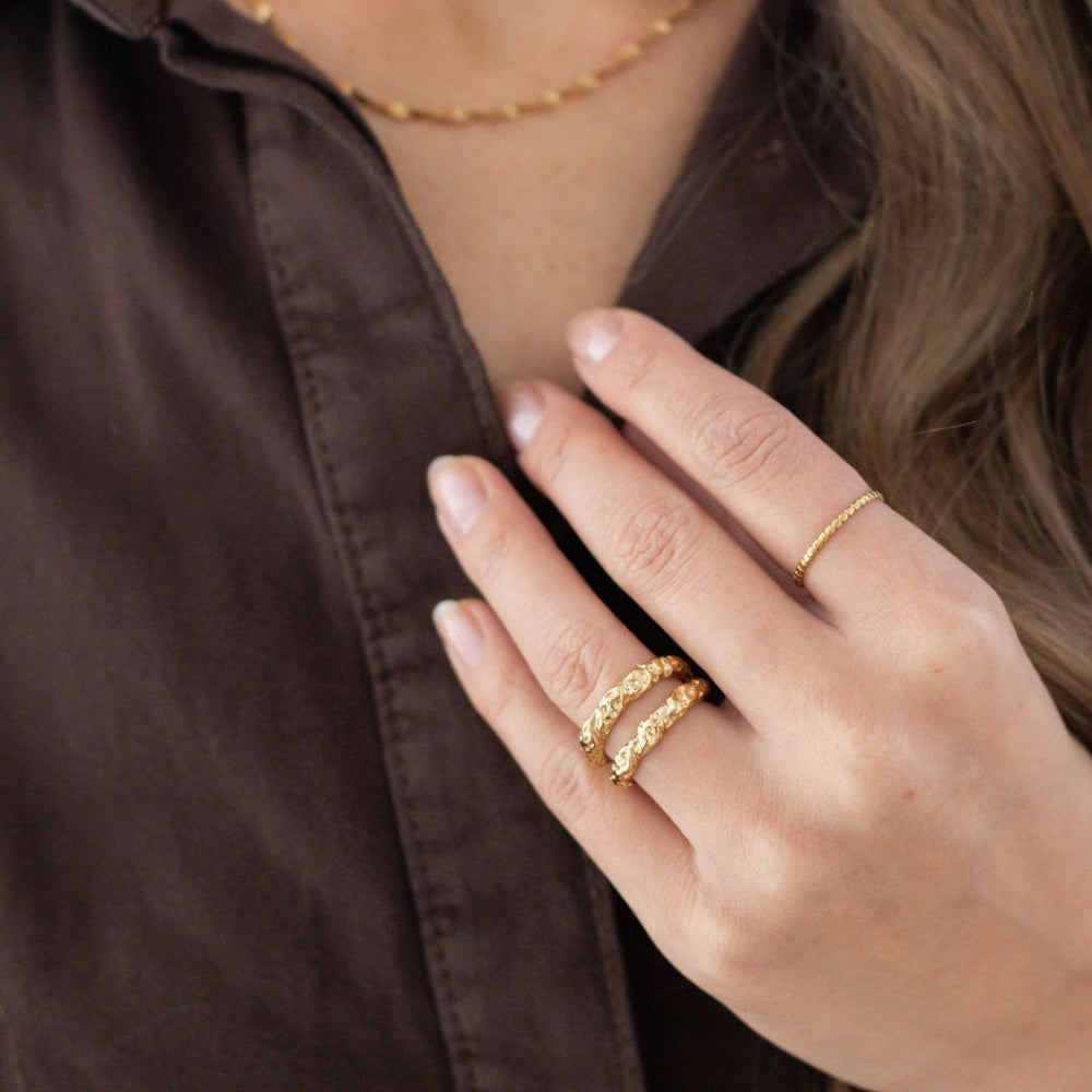 Stribe Ring - 18K Guldbelagt