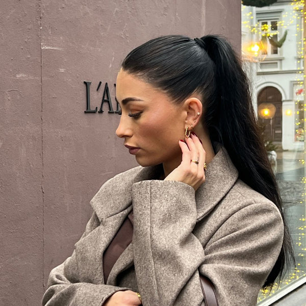 Hamret Ovale Creol Øreringe - 18K Guldbelagt