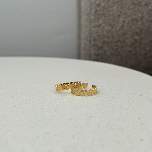 Hamret Hjerte Ring - 18K Guldbelagt