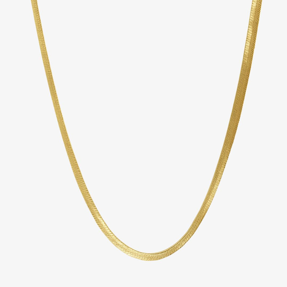 Flad Slange Halskæde - 18K Guldbelagt