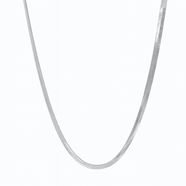Flad Slange Halskæde - Sølvfarvet