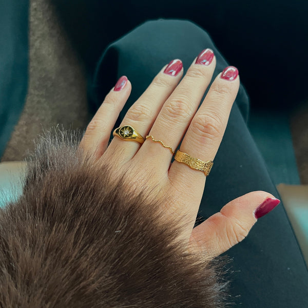 Star Rund Ring - 18K Guldbelagt