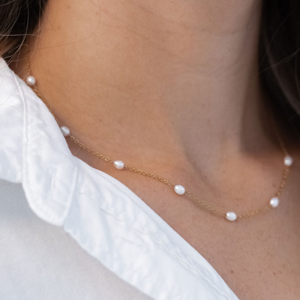 Perle Dot Halskæde - 18K Guldbelagt