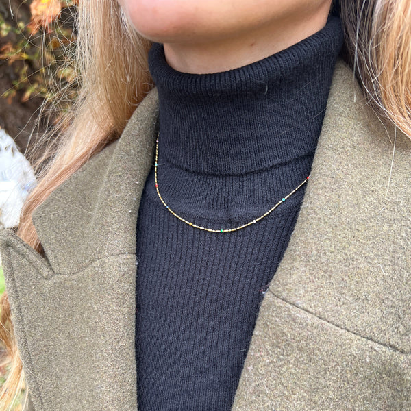 Color Dot Halskæde - 18K Guldbelagt