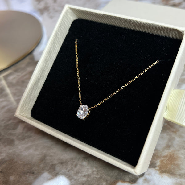 Krystal Halskæde - 18K Guldbelagt