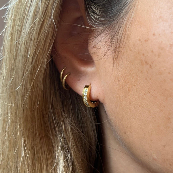 Elegant Krystal Creol Øreringe - 18K Guldbelagt