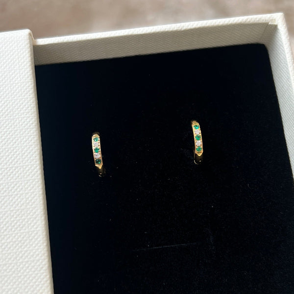 Grønne Creol Øreringe - 18K Guldbelagt