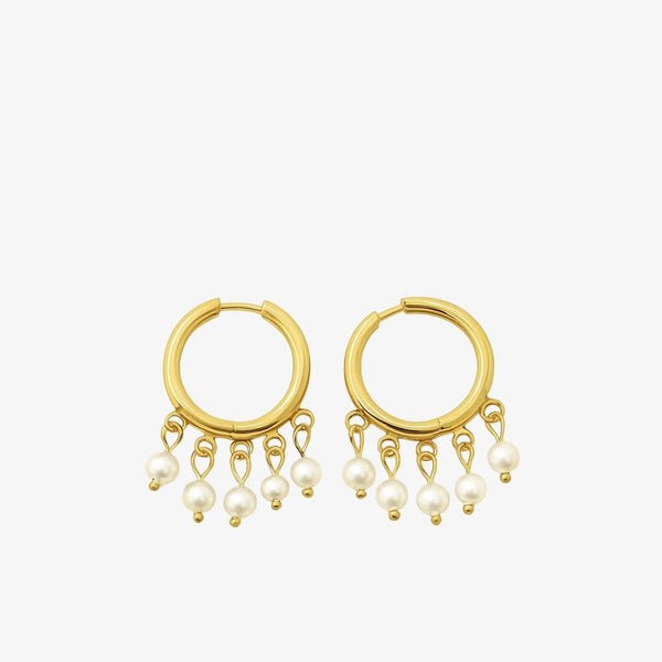 Perle Hoops Øreringe - 18K Guldbelagt