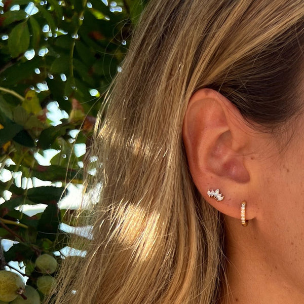 Krystal Stud Øreringe - 18K Guldbelagt