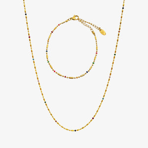 Color Dot Halskæde - 18K Guldbelagt
