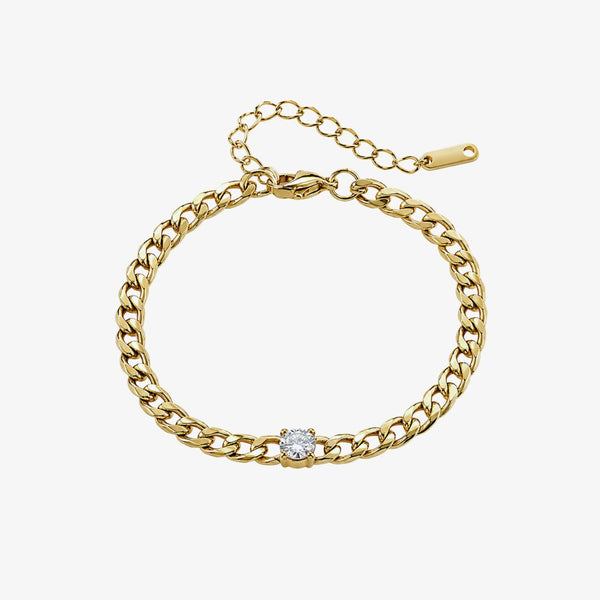 Cuban Kæde Armbånd i 18K guldbelagt rustfrit stål.
