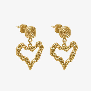 Melted Hjerte Øreringe i 18K guldbelagt rustfrit stål.