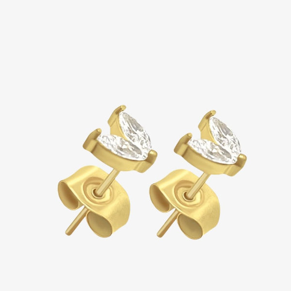 Mini Krystal Stud Øreringe i 18K guldbelagt rustfrit stål.