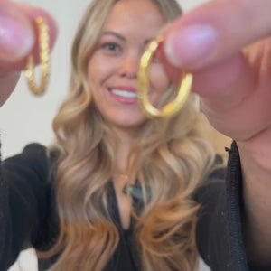 Hamret Ovale Creol Øreringe - 18K Guldbelagt