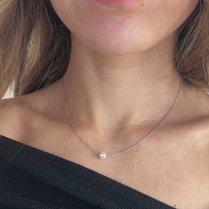 Enkel Perle Halskæde - Sølvfarvet