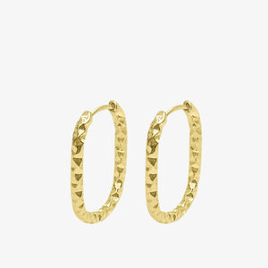 Hamret Ovale Creol Øreringe - 18K Guldbelagt