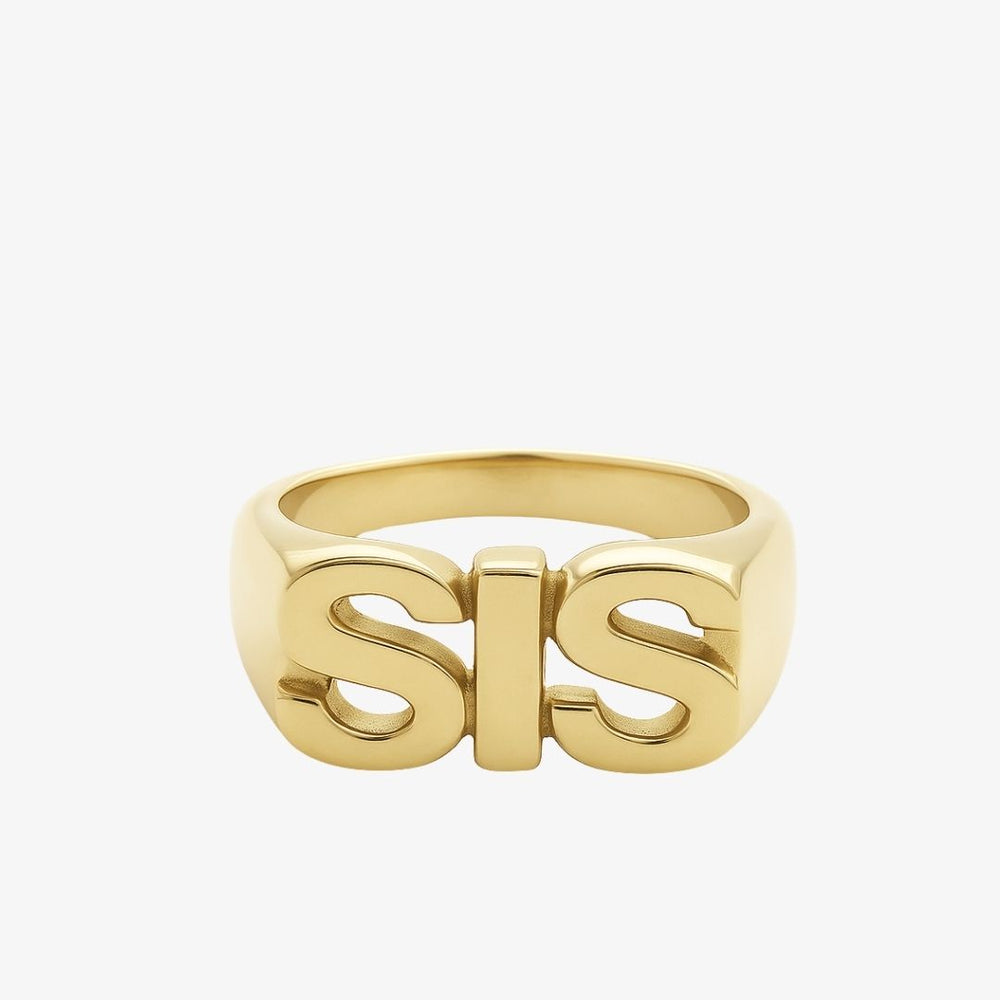 SIS Signet Ring i 18K guldbelagt rustfrit stål.