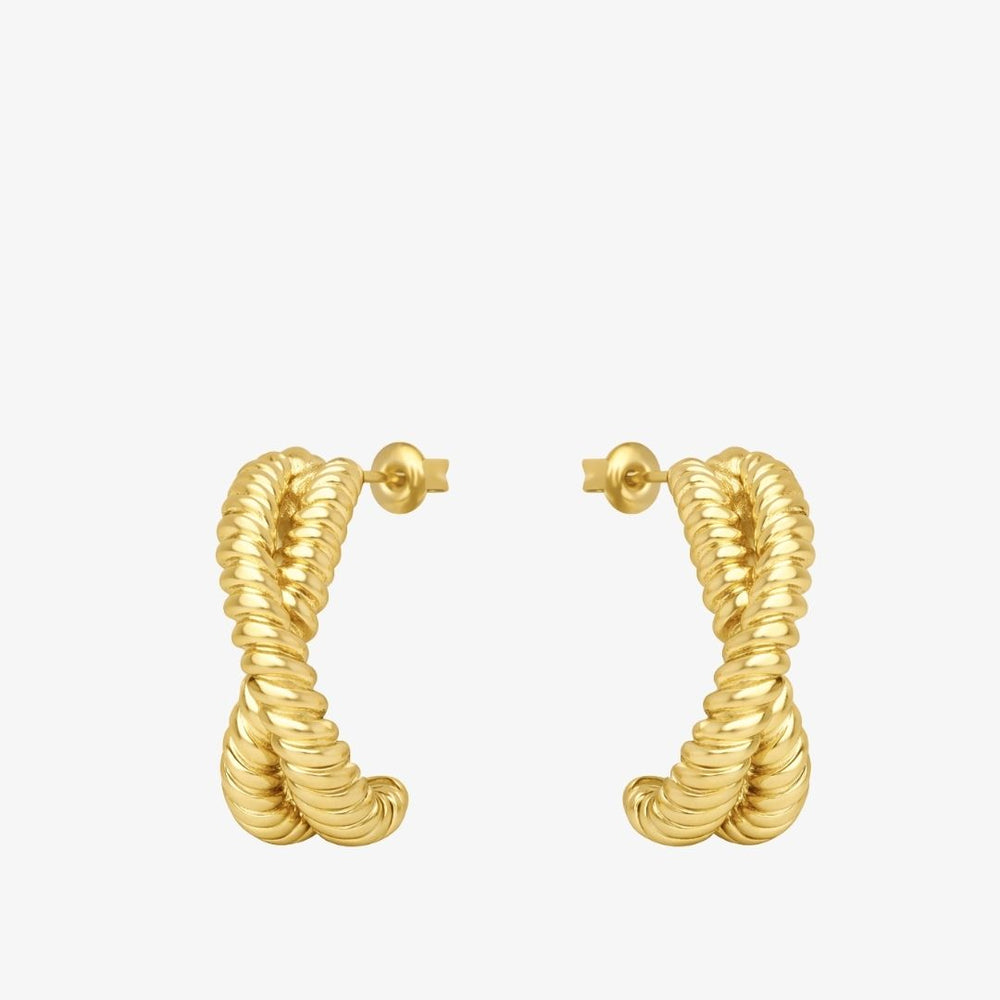 Twisted Øreringe i 18K guldbelagt rustfrit stål.