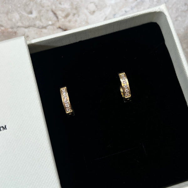 Model bærer Elegant Krystal Creol Øreringe i 18K guldbelagt rustfrit stål.